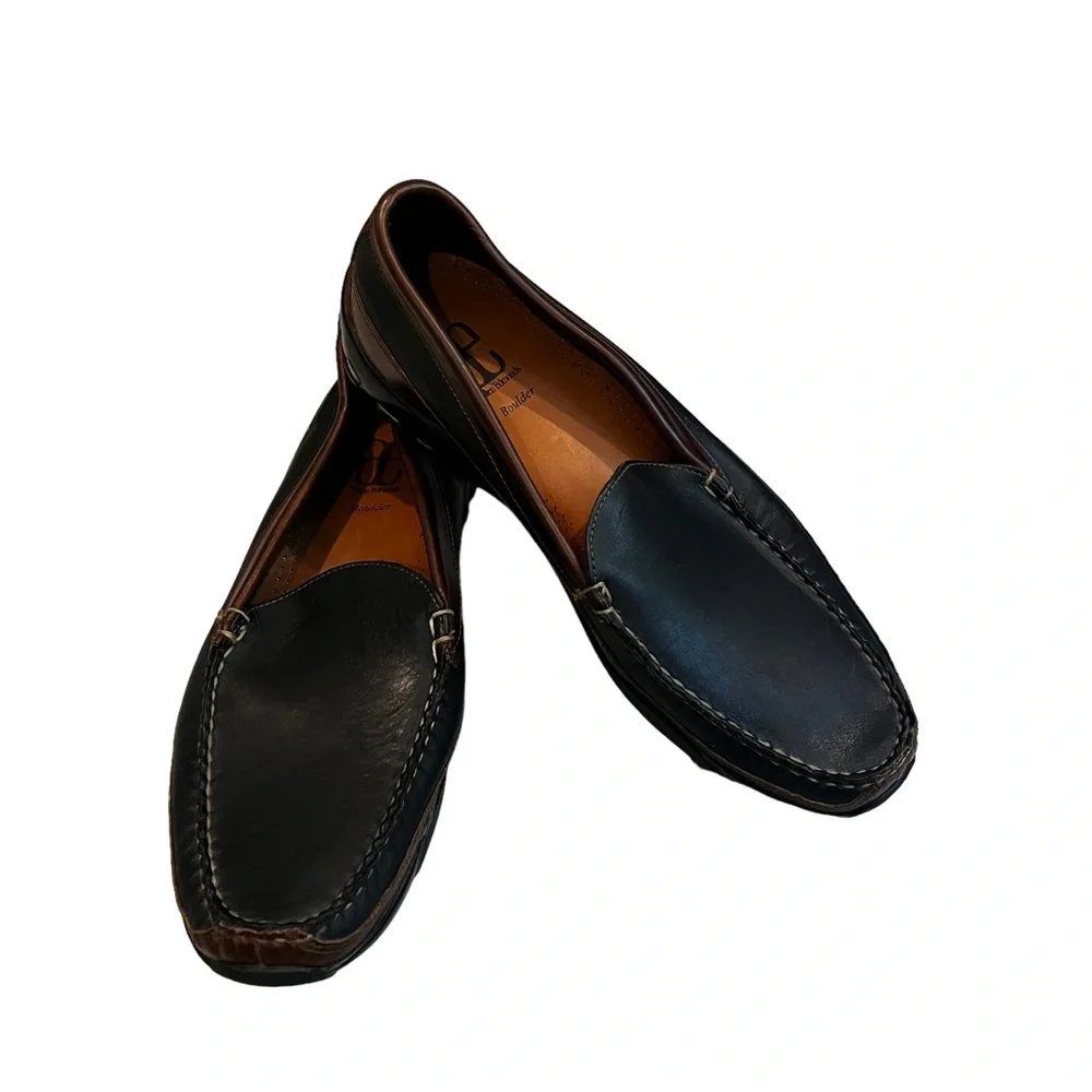 Allen Edmonds Two-Tone Black and Brown Leather Slip-On Loafer